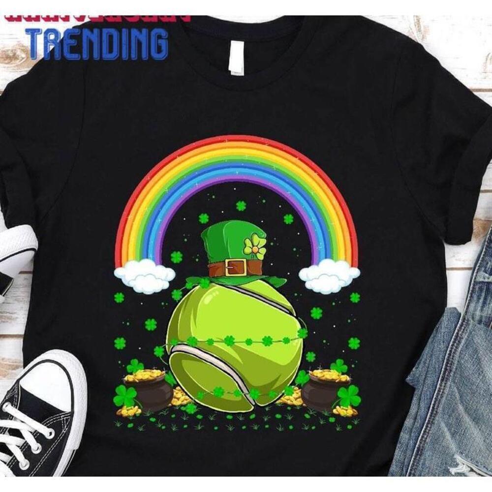 Leprechaun Hat Tennis Rainbow St Patricks Day Unisex T-Shirt